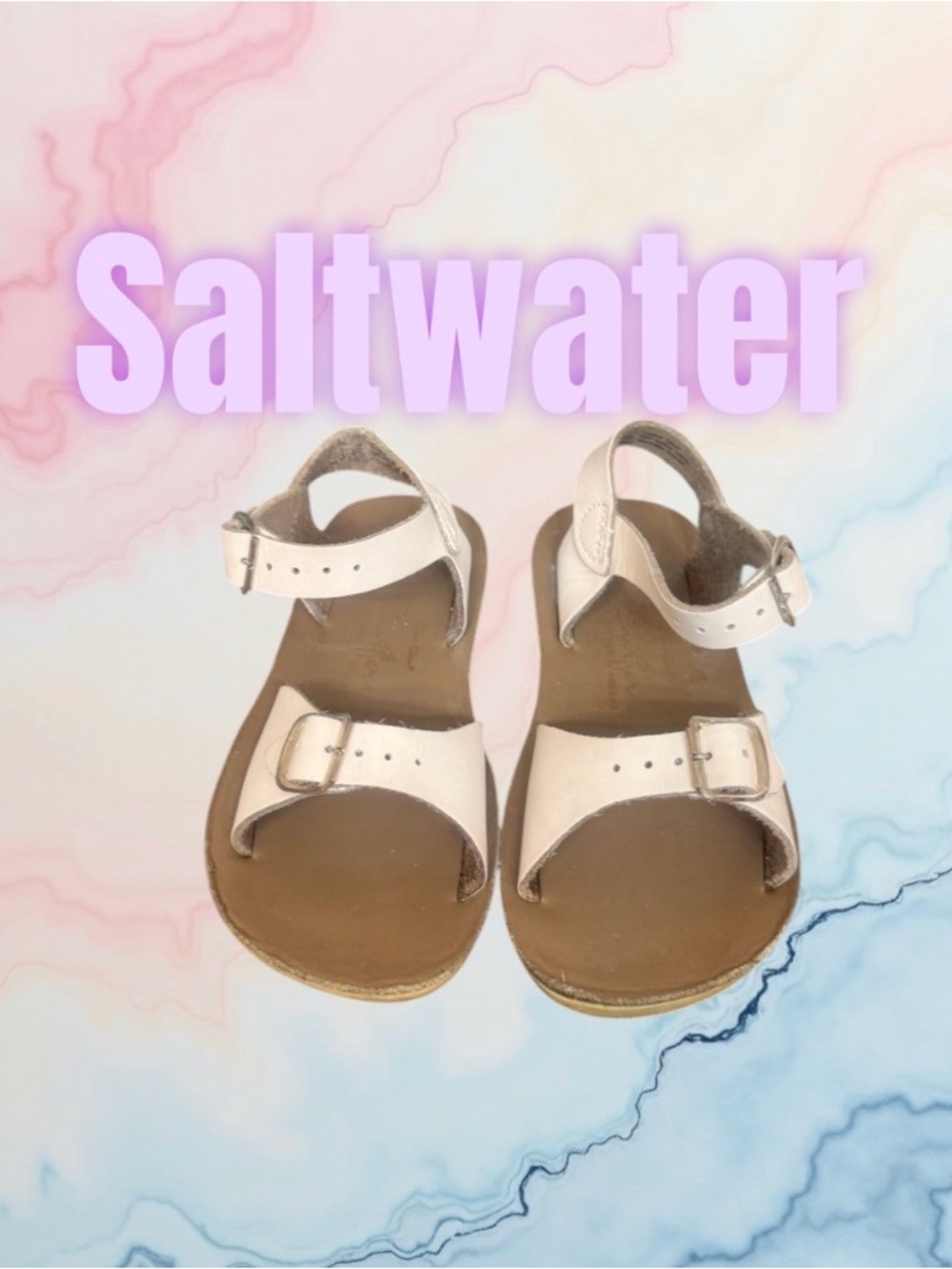 SUN SAN SALTWATER HOY WHITE LEATHER SANDALS GIRL’s size 10